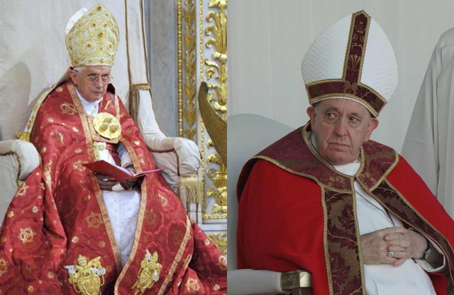 Fot. Benedykt XVI (CC BY-SA 3.0) i Franciszek (CC BY-SA 4.0)